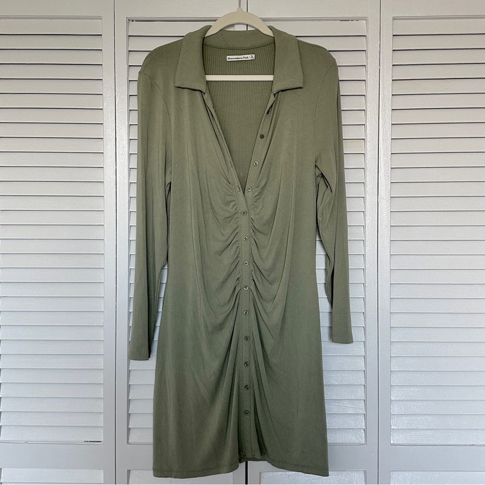 A&F Button-Front Green Mini Dress